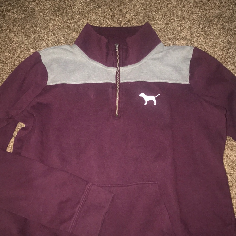 Maroon & Grey Quarter Zip PINK